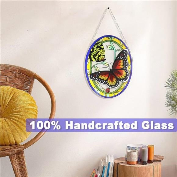 Butterfly Stained Glass Window Hangings Suncatcher Monarch Butterfly Decor - Picture 6 of 6